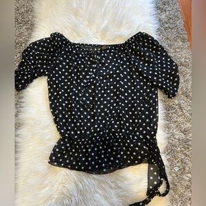 Black sheer polka dot top